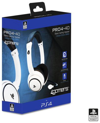 4Gamers PS4 Stereo Gaming Headset PRO4-40 white